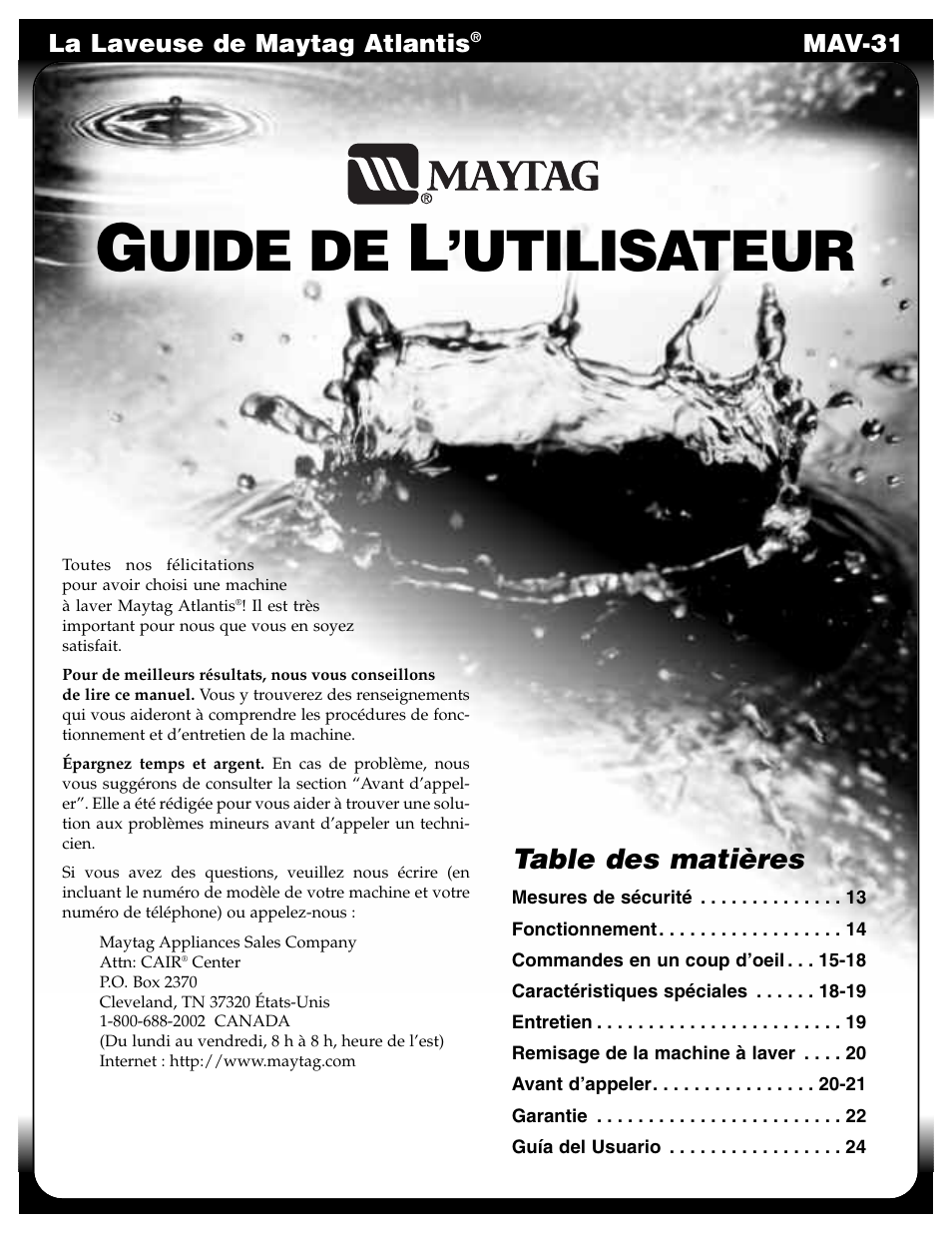 Maytag MAV-31 User Manual | Page 13 / 36