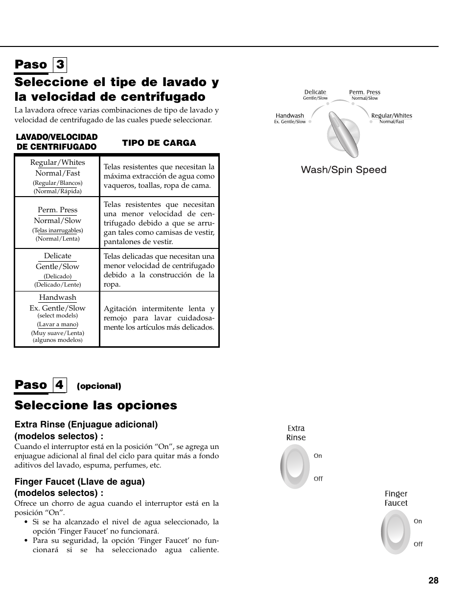 Seleccione las opciones, Paso 3 paso 4 | Maytag MAV-31 User Manual | Page 29 / 36