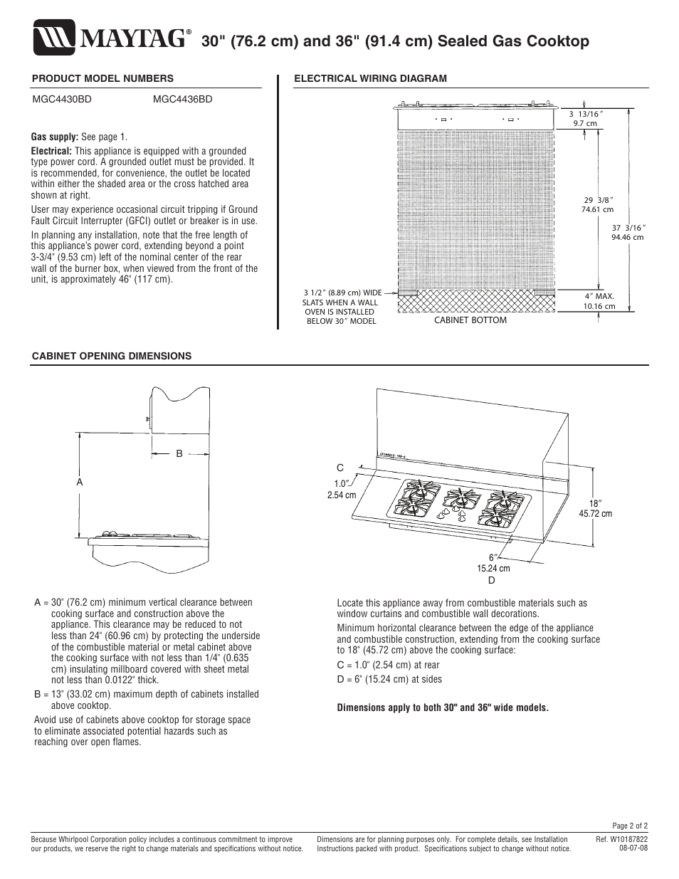 Maytag MGC4436BD User Manual | Page 2 / 2