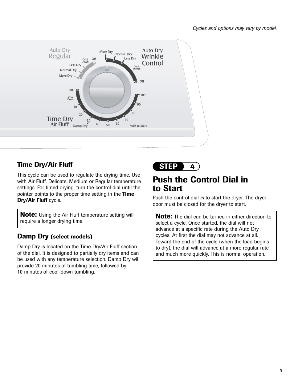 Push the control dial in to start, Step 4 | Maytag MD-3 User Manual | Page 5 / 10