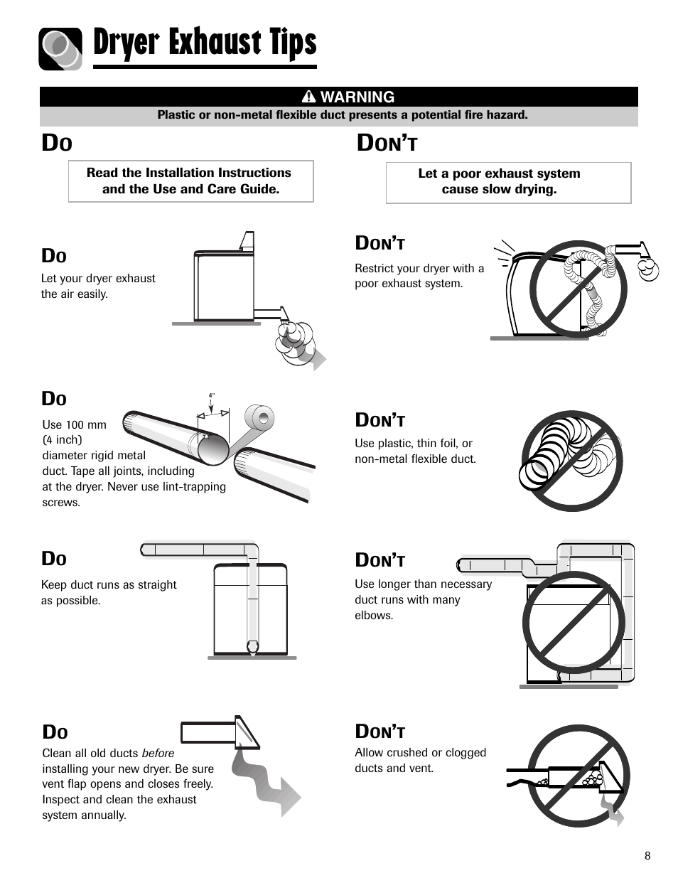 Dryer exhaust tips | Maytag MD-3 User Manual | Page 9 / 10