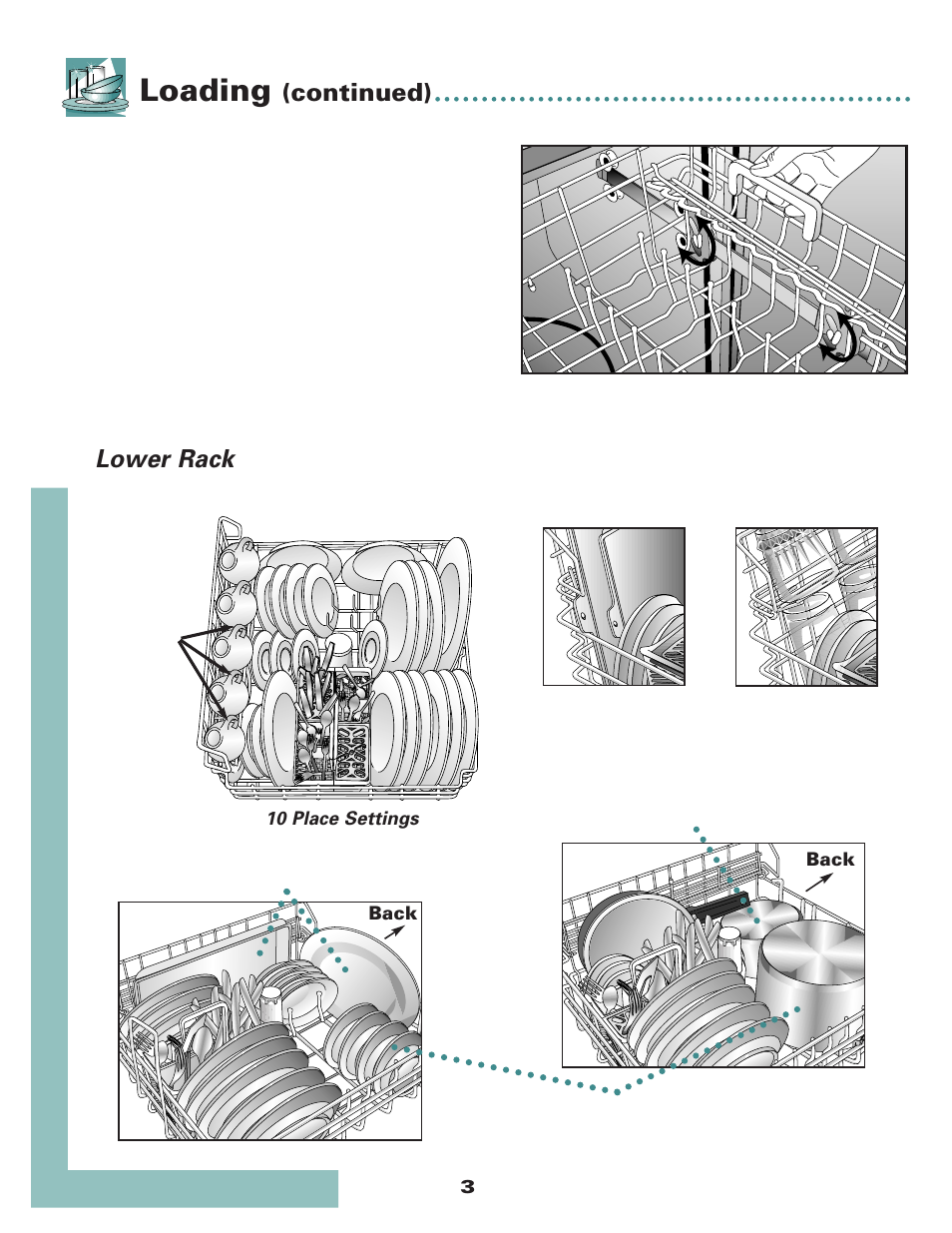 Loading, Lower rack, Continued) | Maytag 6 915928 A User Manual | Page 4 / 12