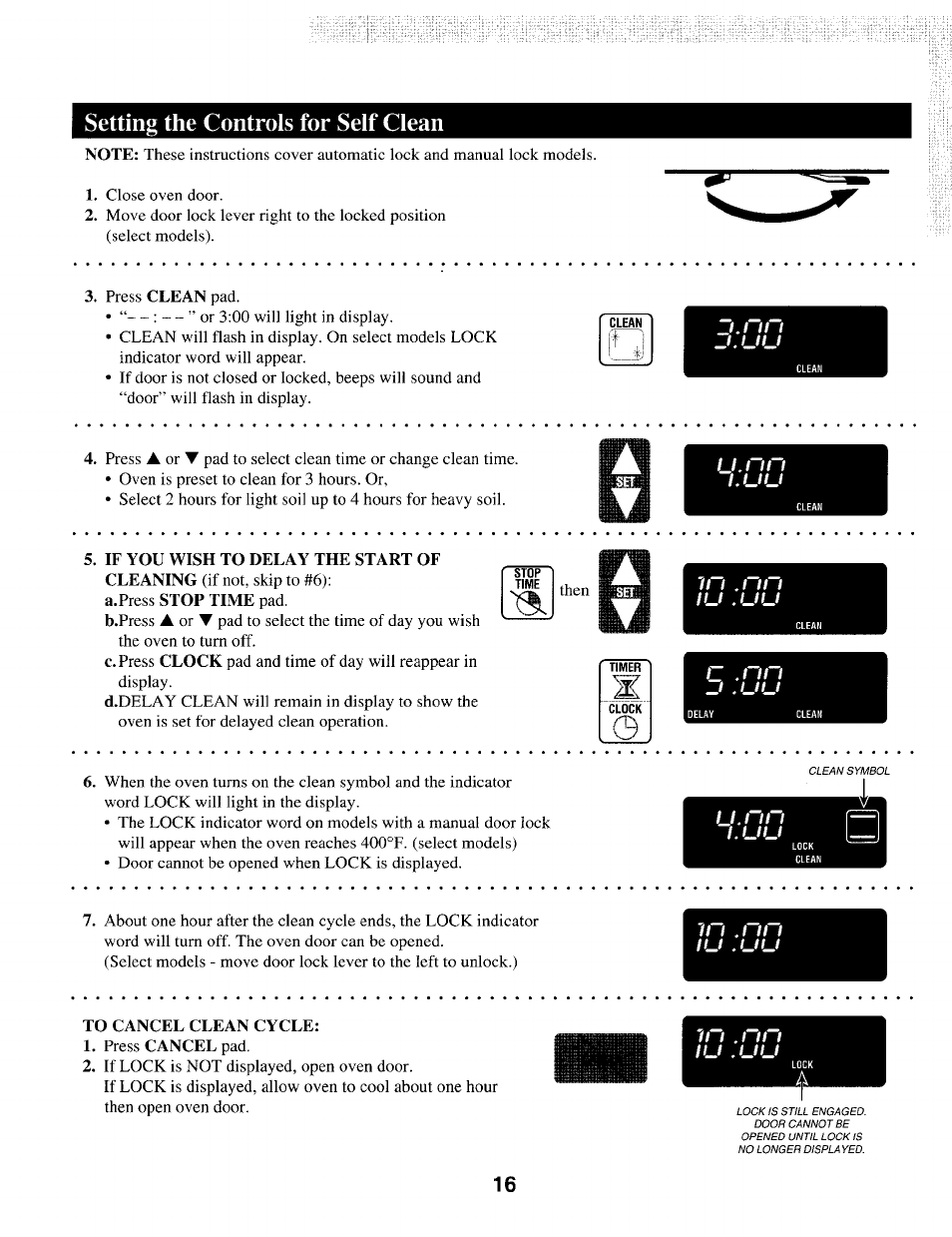 Setting the controls for self clean | Maytag T1 User Manual | Page 17 / 24