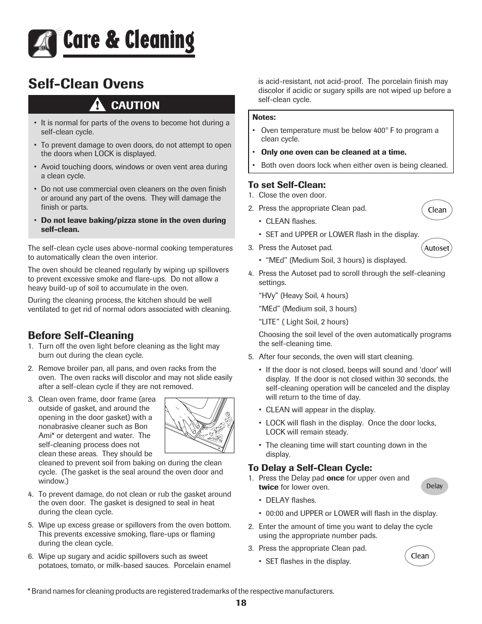 Care & cleaning, Self-clean ovens, Caution | Before self-cleaning | Maytag PRECISION TOUCH 850 User Manual | Page 19 / 27