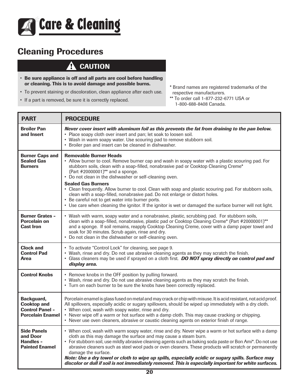 Care & cleaning, Cleaning procedures, Caution | Maytag PRECISION TOUCH 850 User Manual | Page 21 / 27