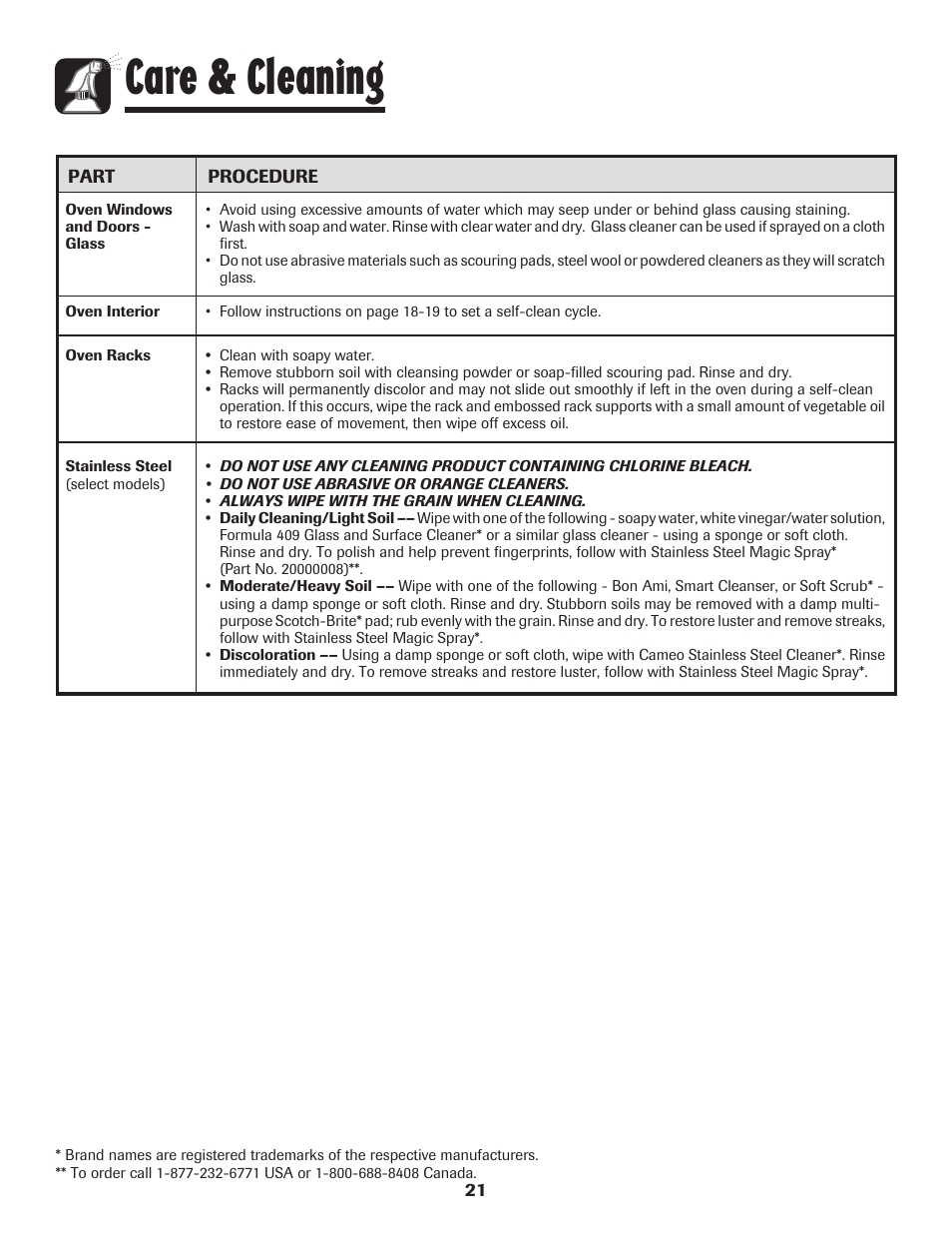 Care & cleaning | Maytag PRECISION TOUCH 850 User Manual | Page 22 / 27