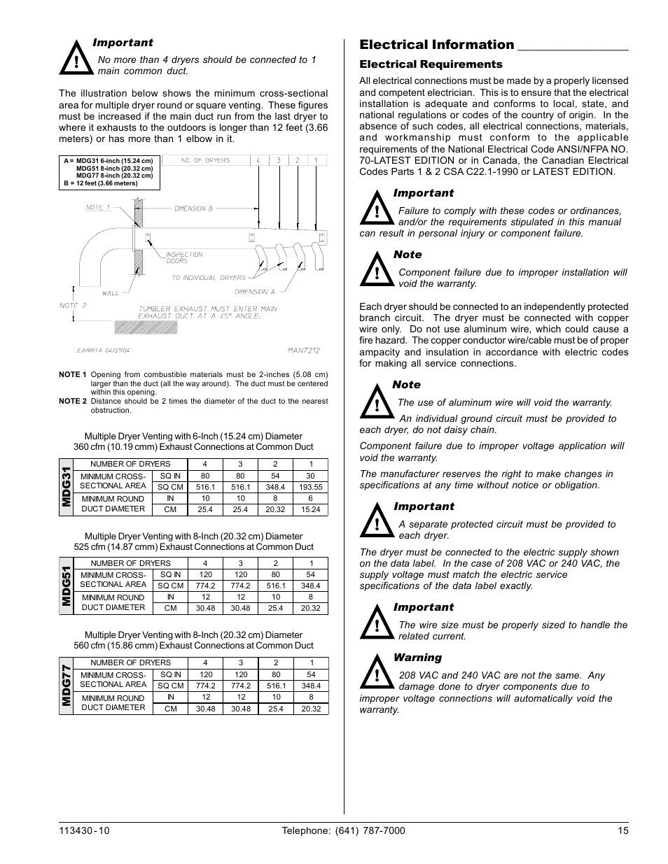 Electrical information | Maytag MDG31 User Manual | Page 15 / 26