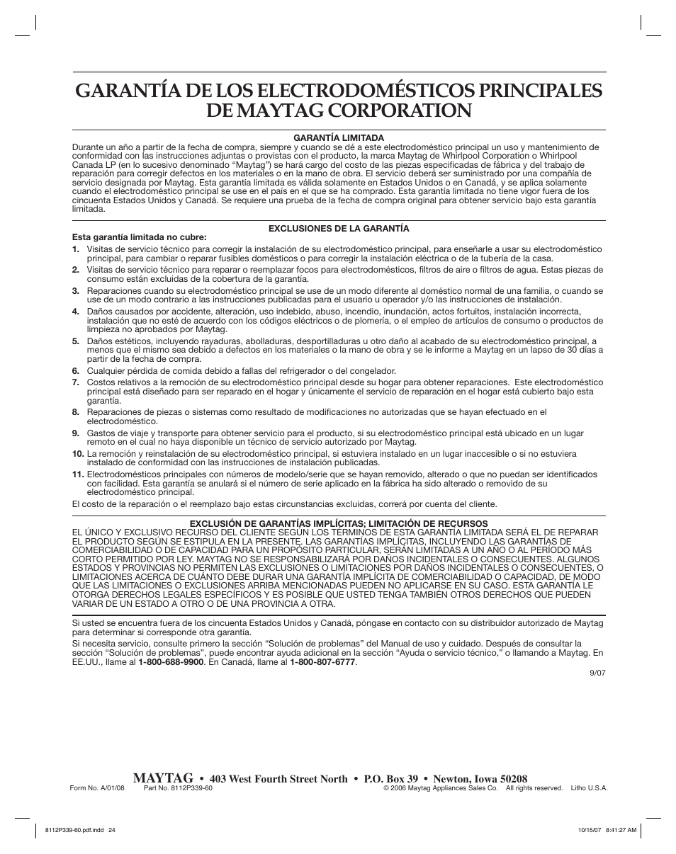 Maytag | Maytag MGC6536BDW User Manual | Page 24 / 24