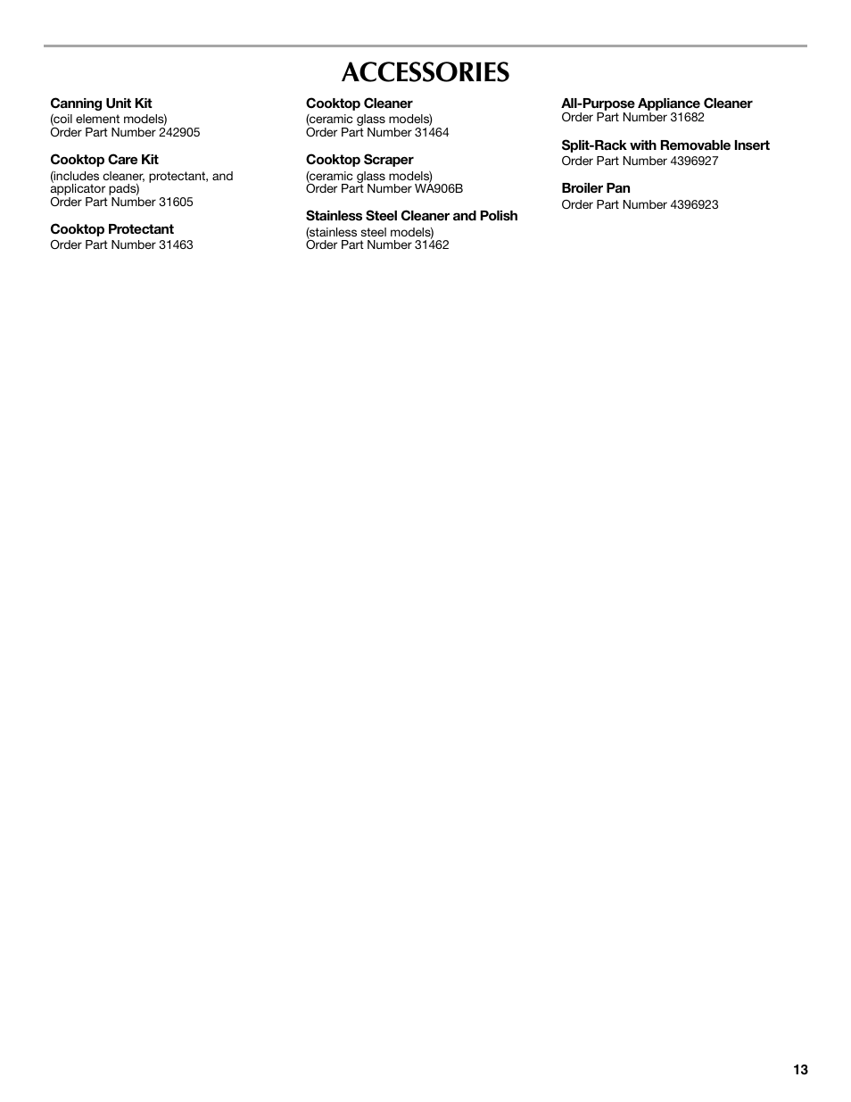 Accessories | Maytag W10269529A User Manual | Page 13 / 16