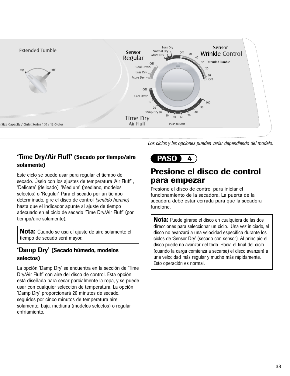 Presione el disco de control para empezar, Paso 4 | Maytag MD-1 User Manual | Page 39 / 48