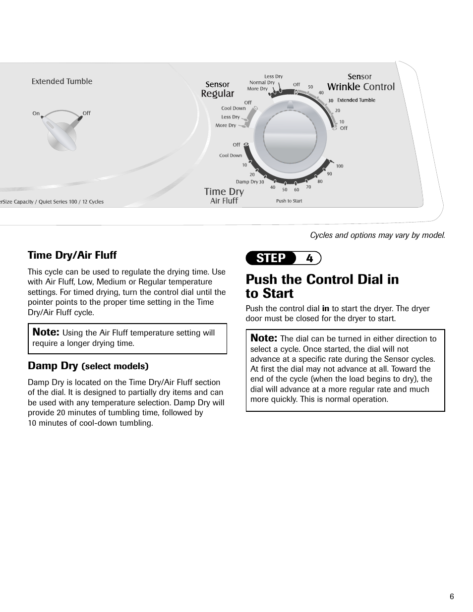 Push the control dial in to start, Step 4 | Maytag MD-1 User Manual | Page 7 / 48