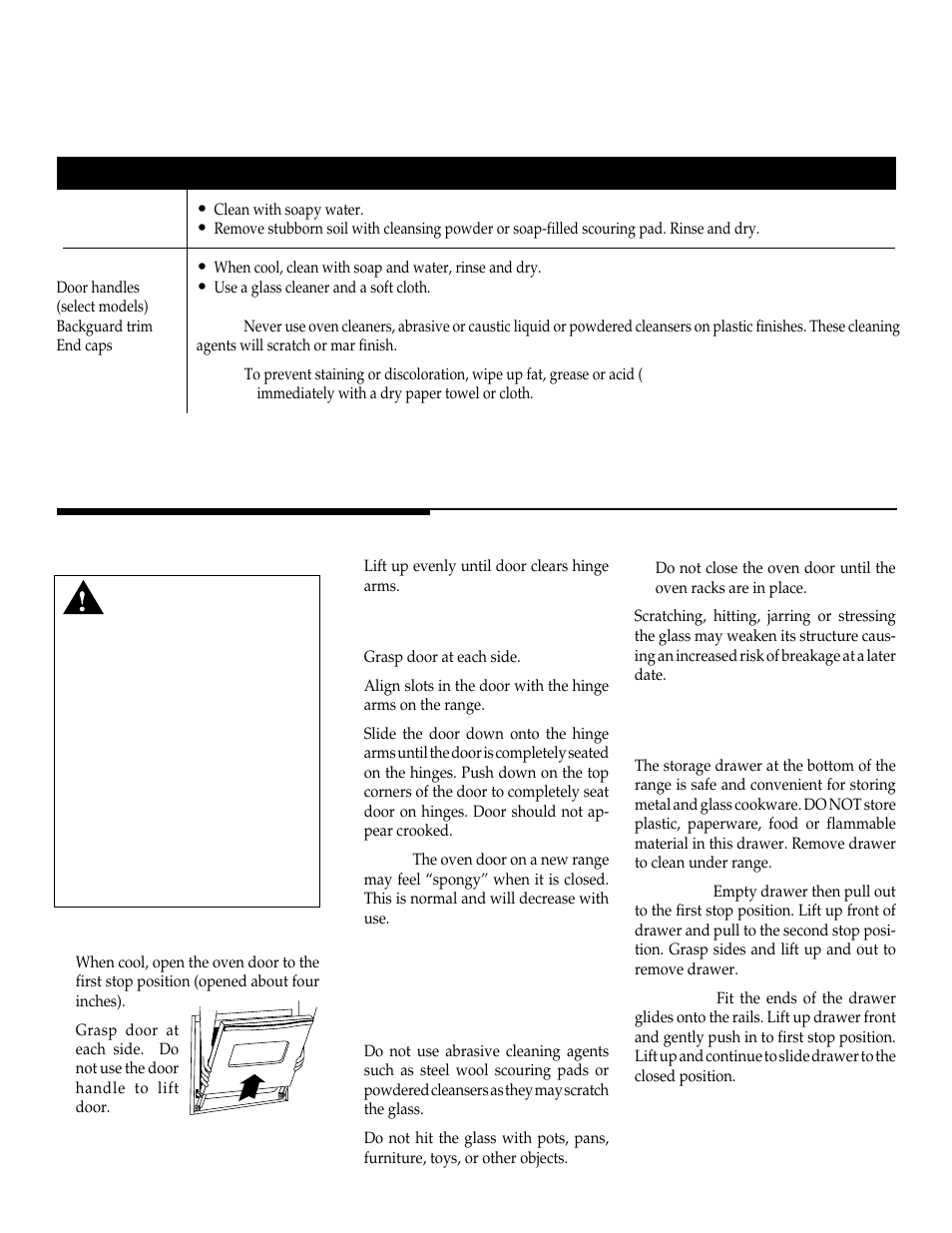 Maintenance, Cleaning chart continued, Oven door | Oven window, Storage drawer, Select models) | Maytag WT-TOD User Manual | Page 10 / 36