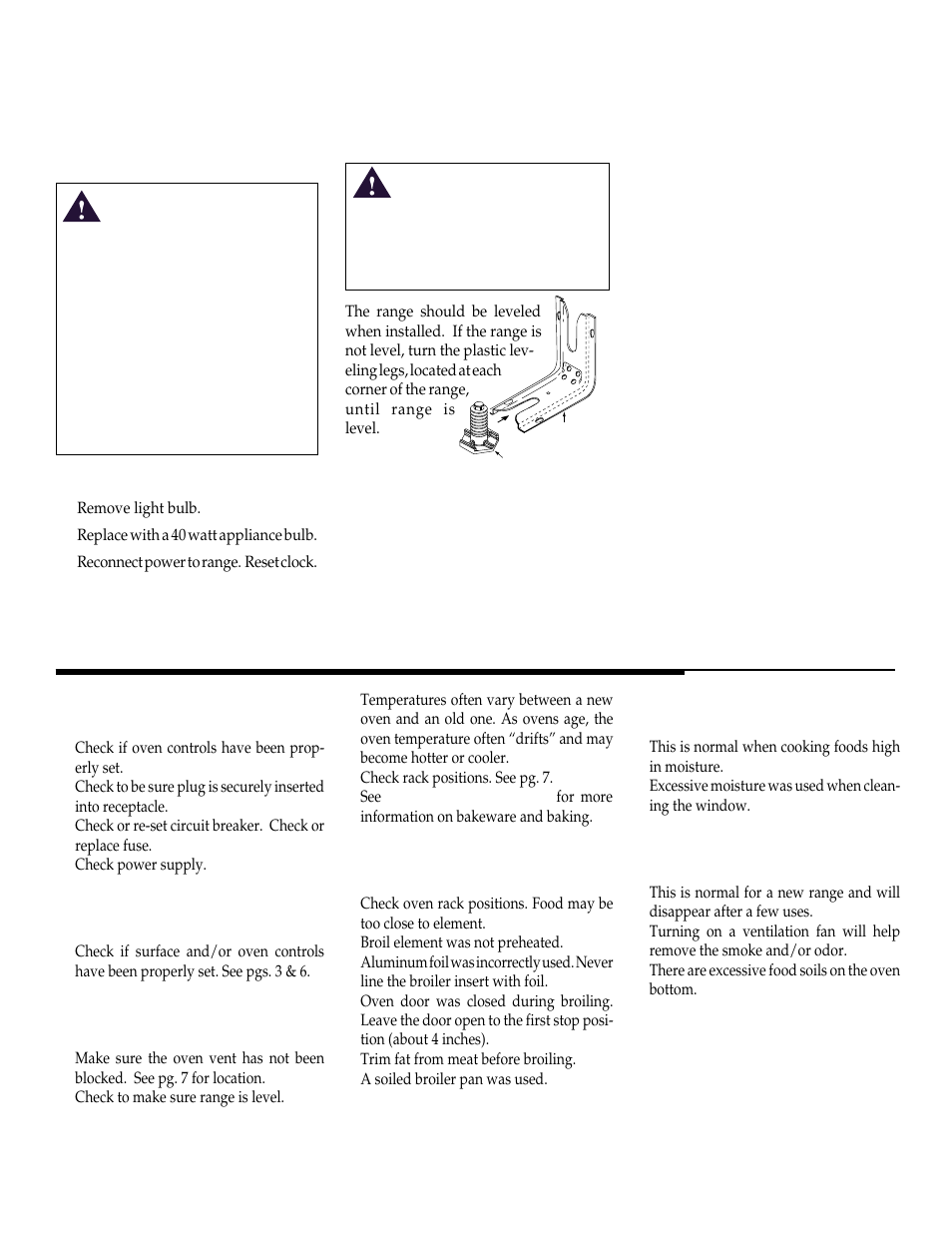 Before you call for service, Oven light, Leveling legs | Select models) | Maytag WT-TOD User Manual | Page 11 / 36