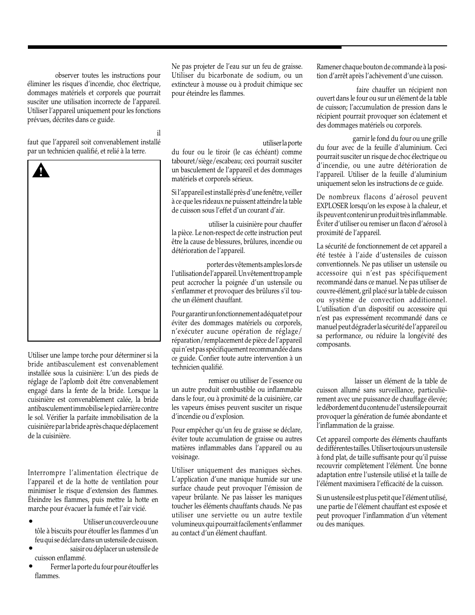 Instructions de sécurité importantes, En cas d’incendie, Instructions générales | Table de cuisson | Maytag WT-TOD User Manual | Page 14 / 36
