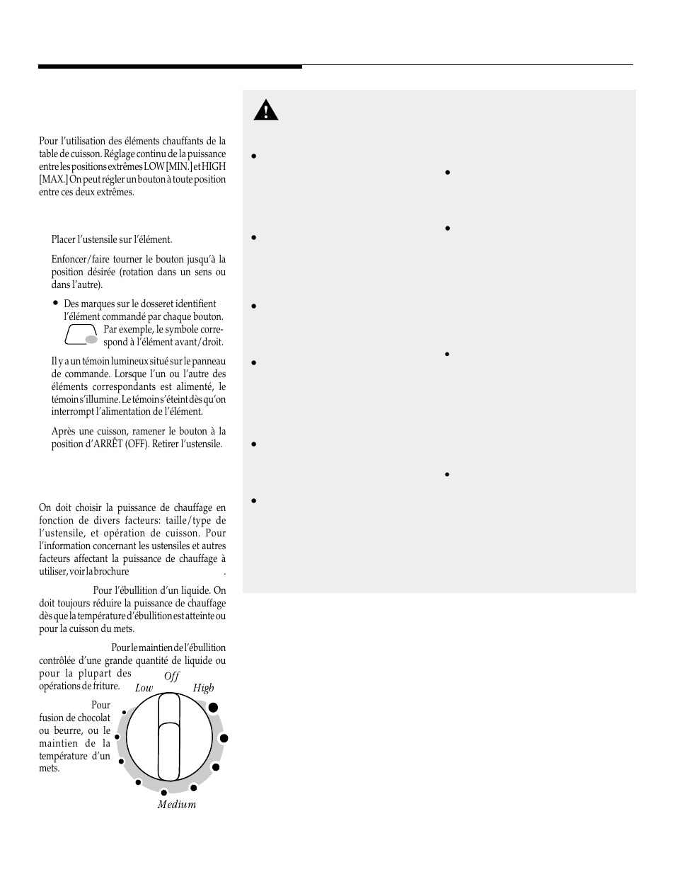 Utilisation de la table de cuisson, Boutons de commande | Maytag WT-TOD User Manual | Page 16 / 36