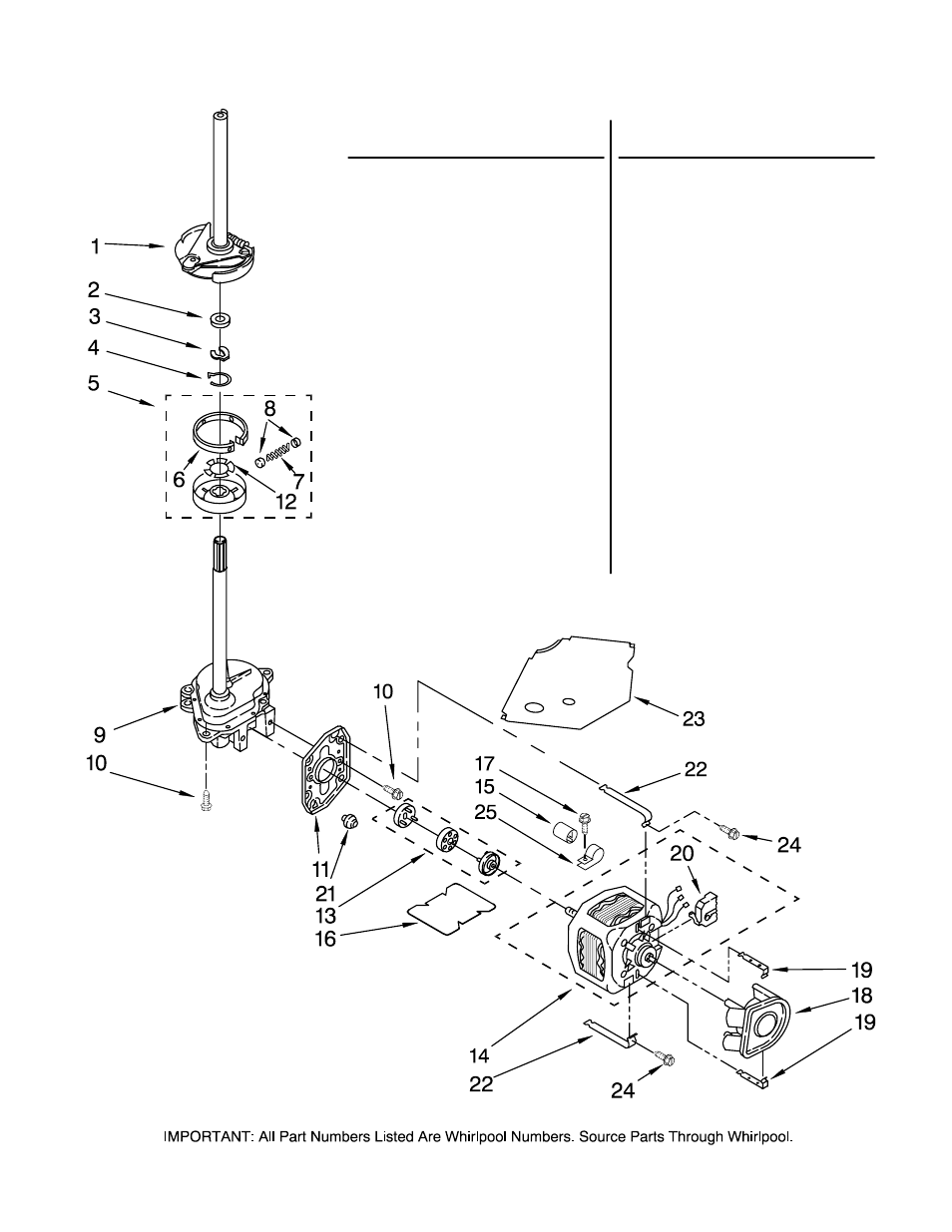 Brake, clutch, gearcase, motor and pump, Brake, clutch, gearcase, motor and pump parts | Maytag MGT3800TW0 User Manual | Page 13 / 22