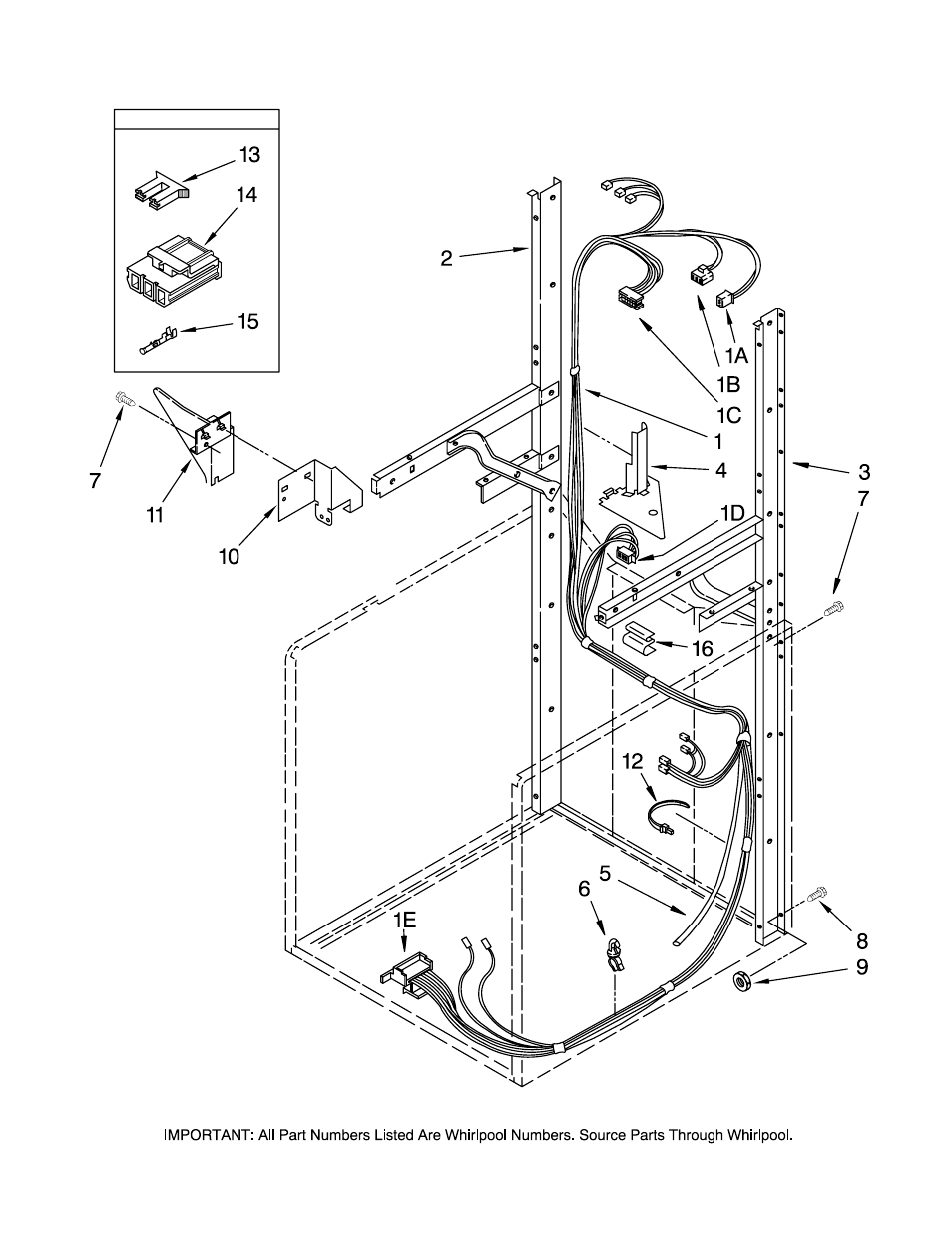 Dryer support and washer harness, Dryer support and washer harness parts | Maytag MGT3800TW0 User Manual | Page 7 / 22