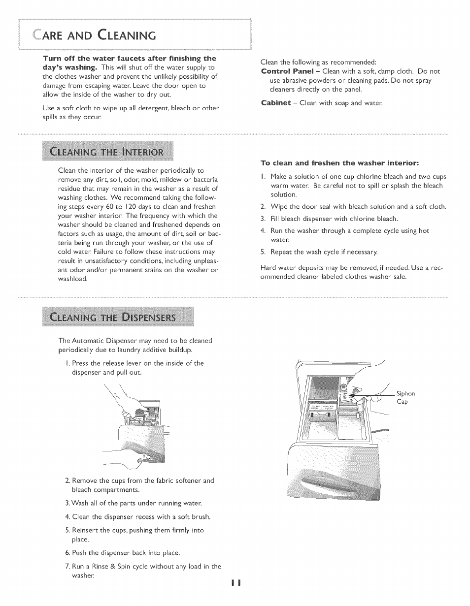Are and cleaning, Leaning | Maytag MAH-3 User Manual | Page 12 / 48
