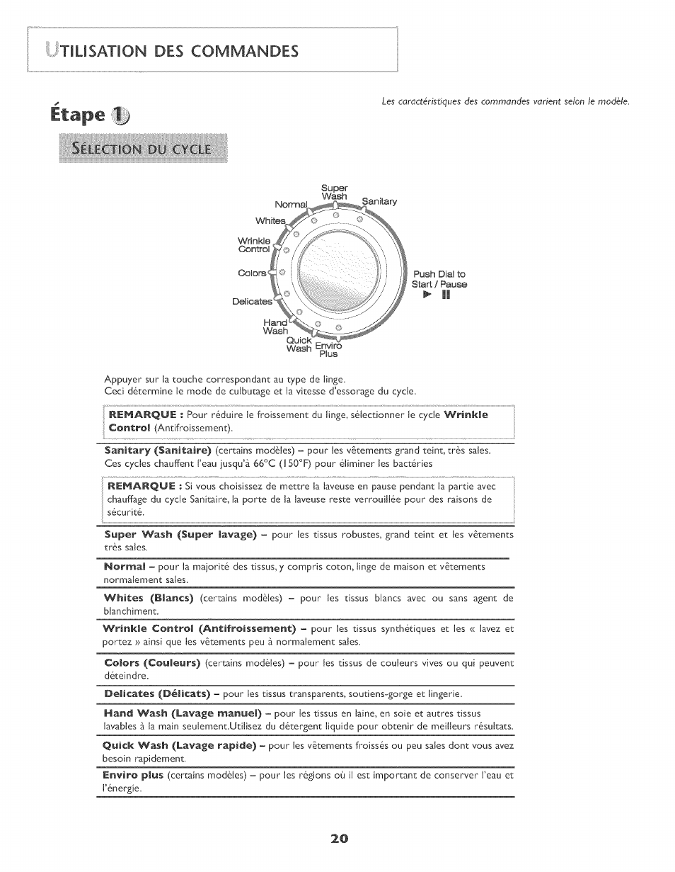 Etape, Tilisætion, Commandes | Maytag MAH-3 User Manual | Page 21 / 48