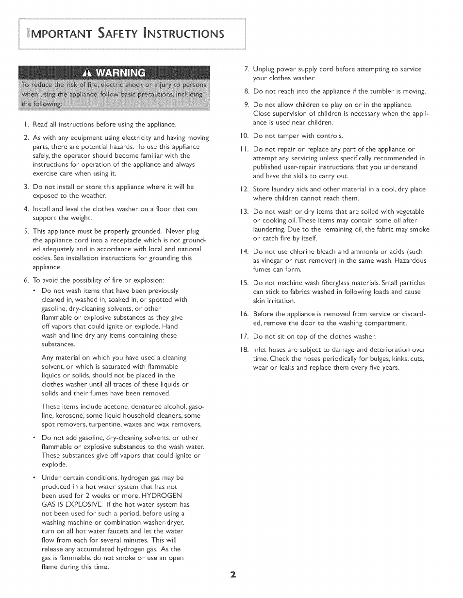 Mportant s, Afety, Nstructions | Maytag MAH-3 User Manual | Page 3 / 48
