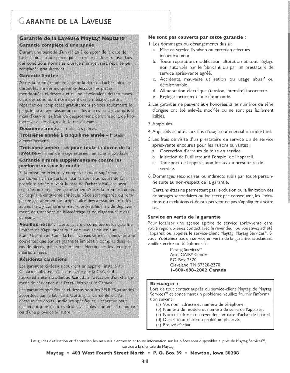 Arantie de la l, Veuse, Hill | Maytag MAH-3 User Manual | Page 32 / 48