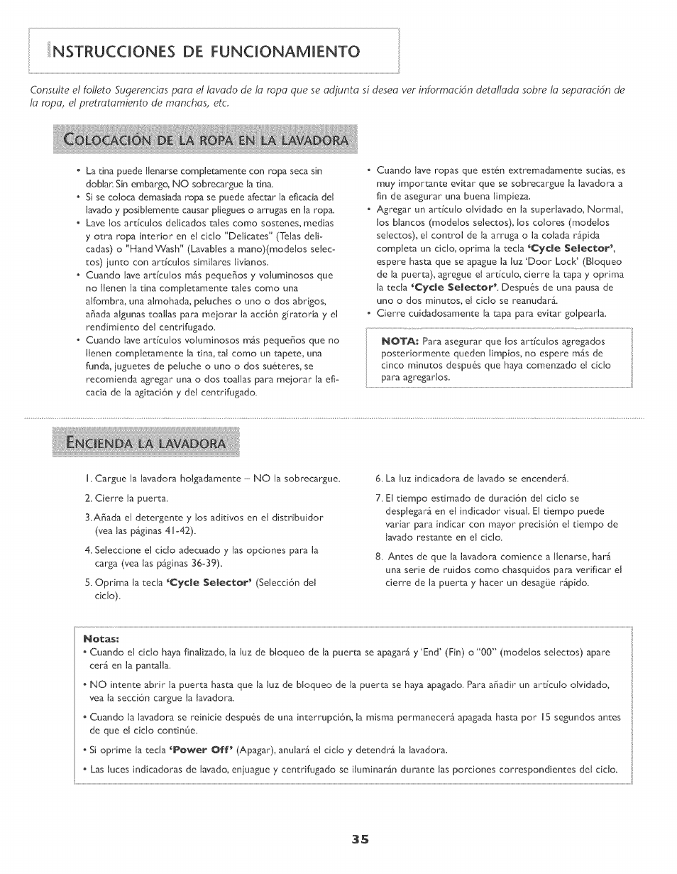 Ìnstrucciones de funcionamiento, Instrucciones de funcionamiento, Ìnstrucciones | Funcionamiento | Maytag MAH-3 User Manual | Page 36 / 48