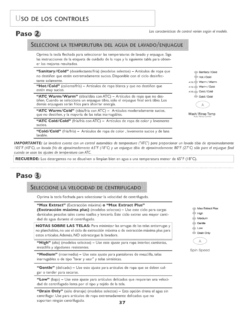Tä-oílí'jra, So de los controles | Maytag MAH-3 User Manual | Page 38 / 48