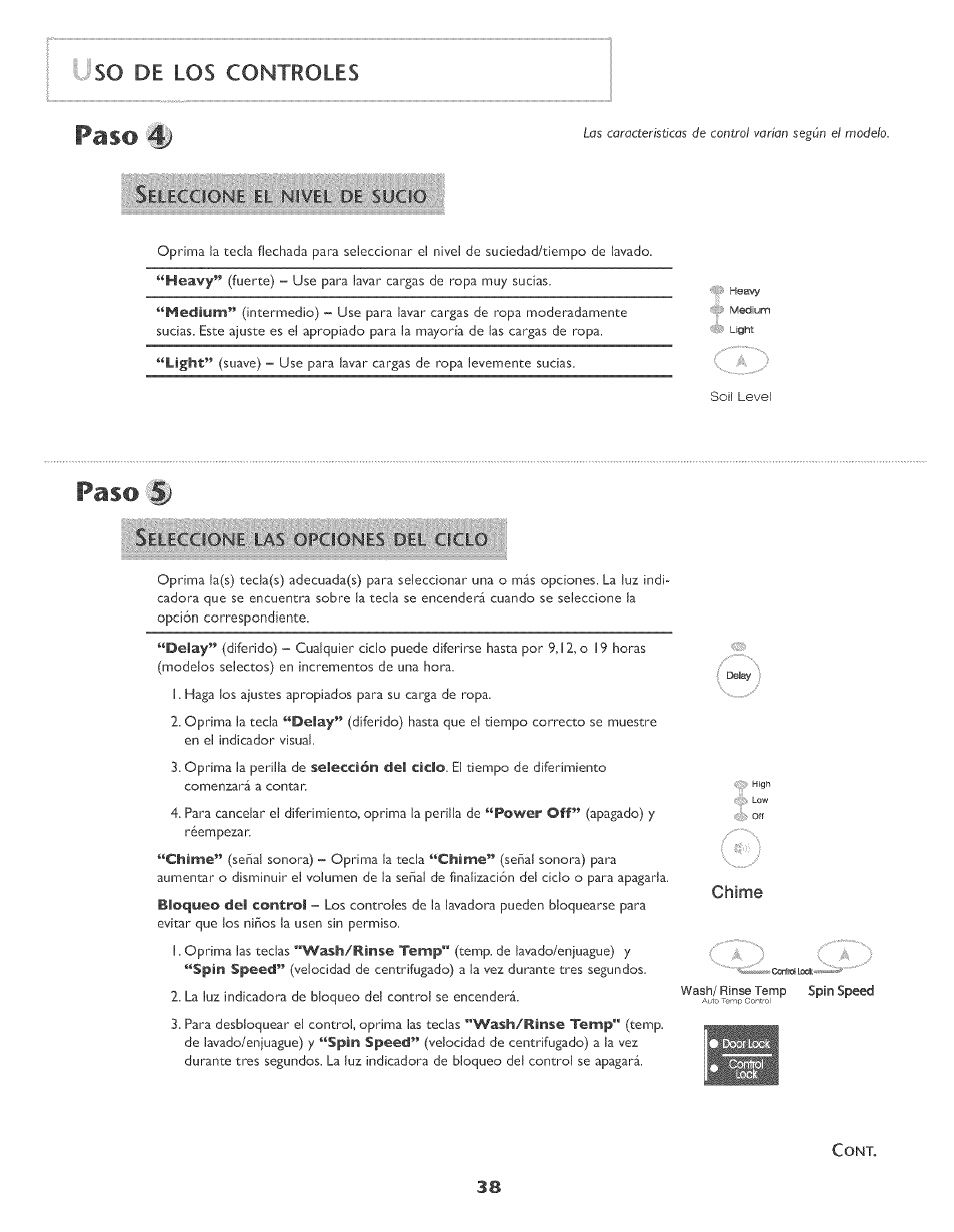 Paso, So de los controles | Maytag MAH-3 User Manual | Page 39 / 48