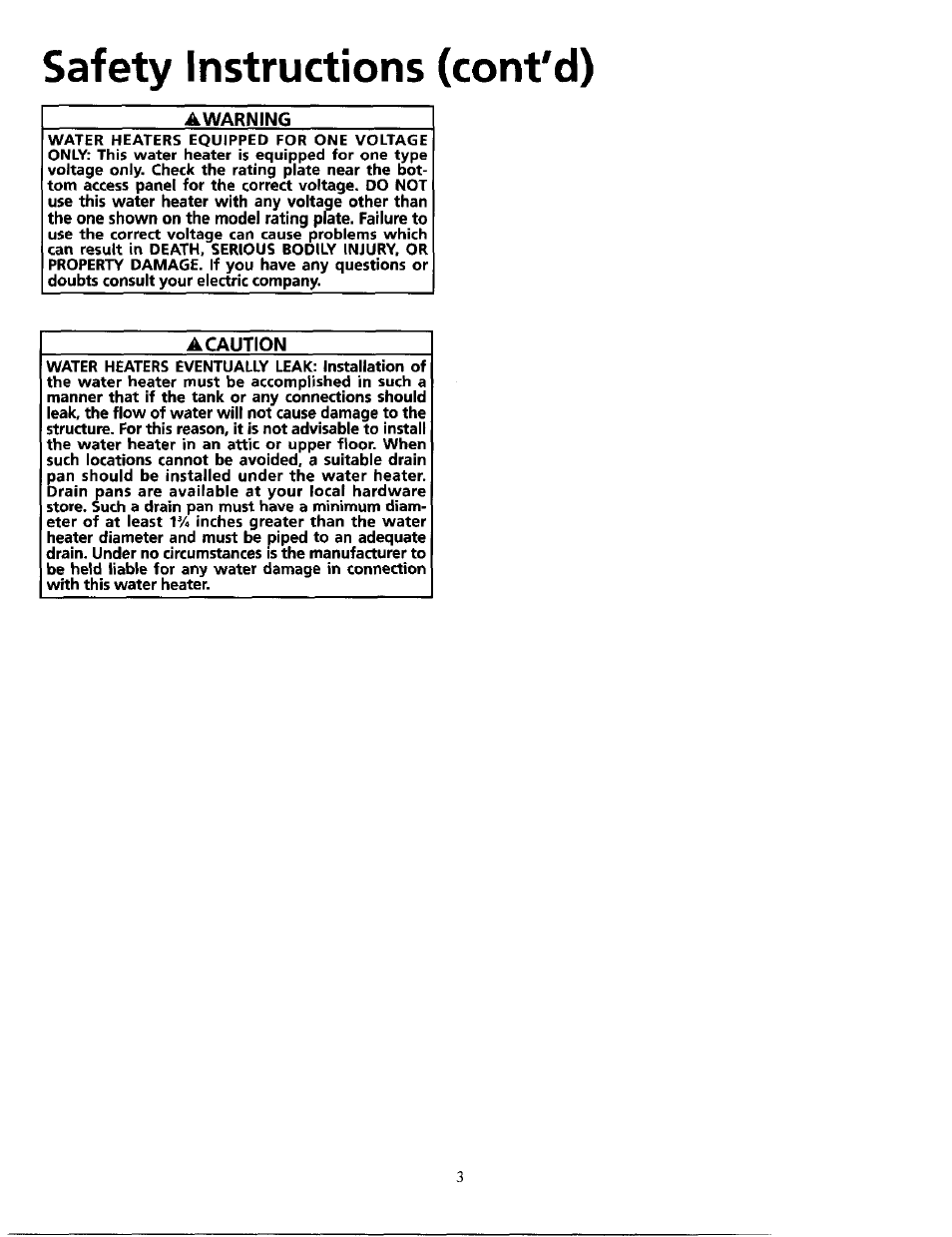 Warning, Caution, Safety instructions (cont'd) | Maytag HE21250PC User Manual | Page 3 / 40