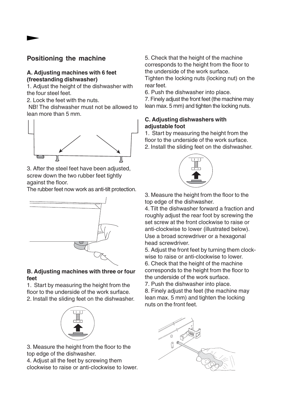 Positioning the machine | Maytag 661S/W User Manual | Page 30 / 36