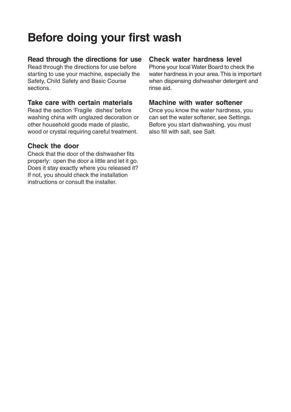 Before doing your first wash | Maytag 661S/W User Manual | Page 5 / 36