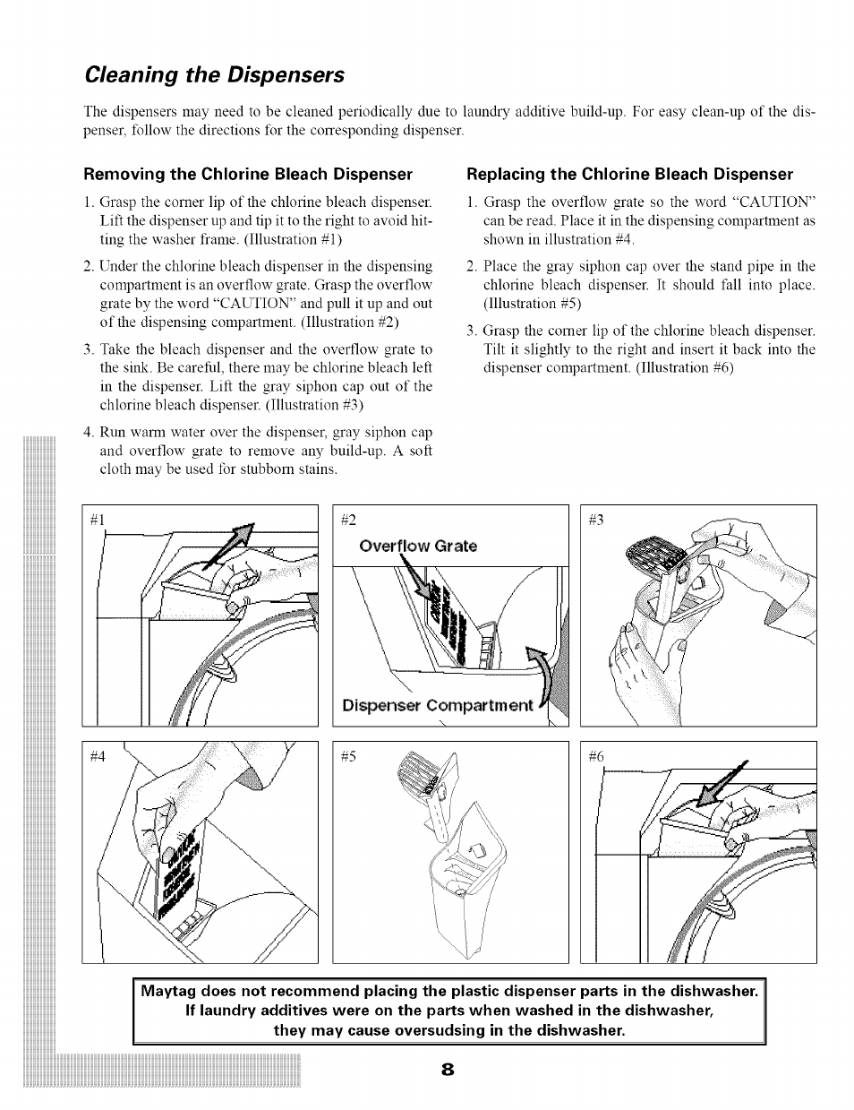 Cleaning the dispensers | Maytag SL-3 User Manual | Page 10 / 24