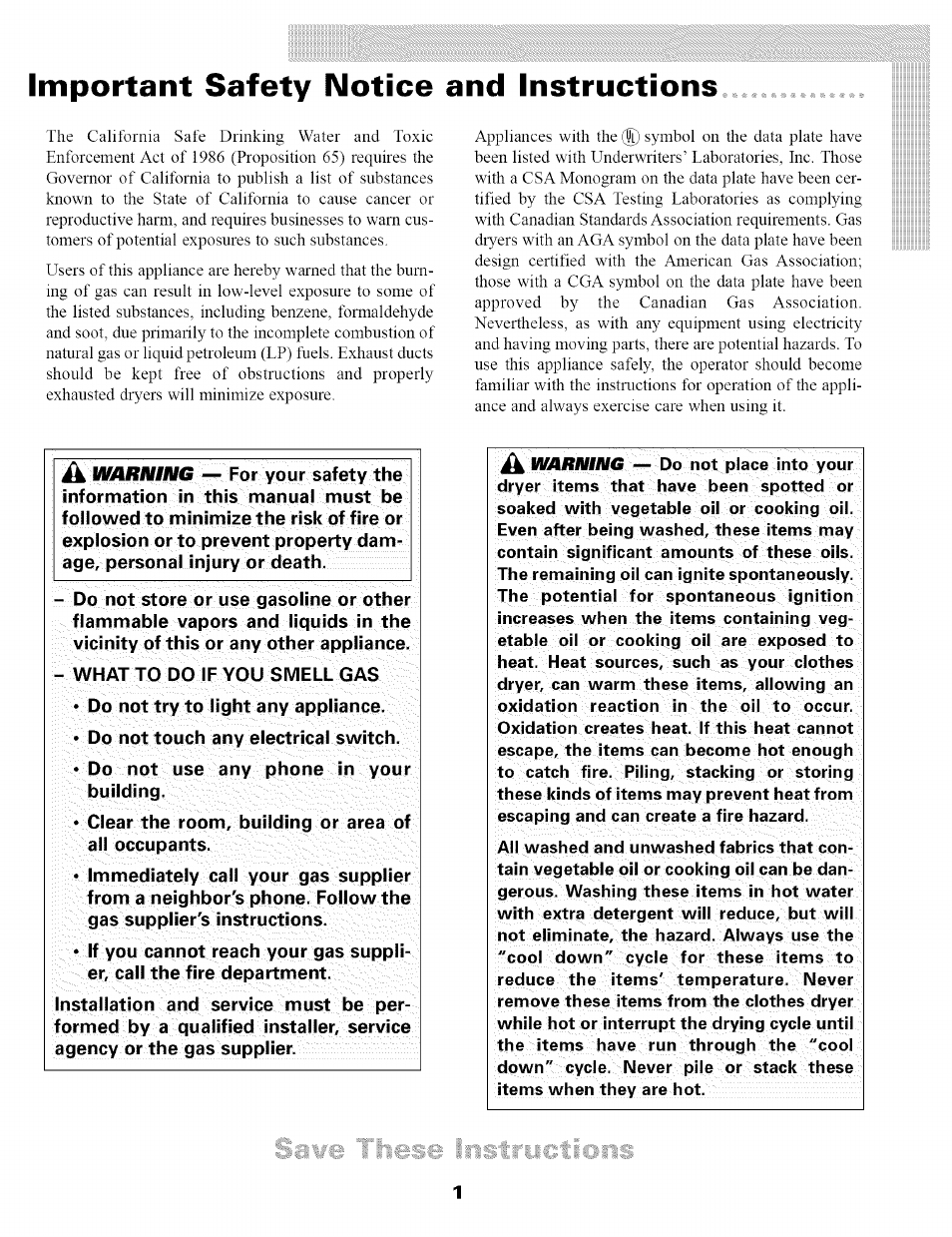 Important safety notice and instructions | Maytag SL-3 User Manual | Page 3 / 24