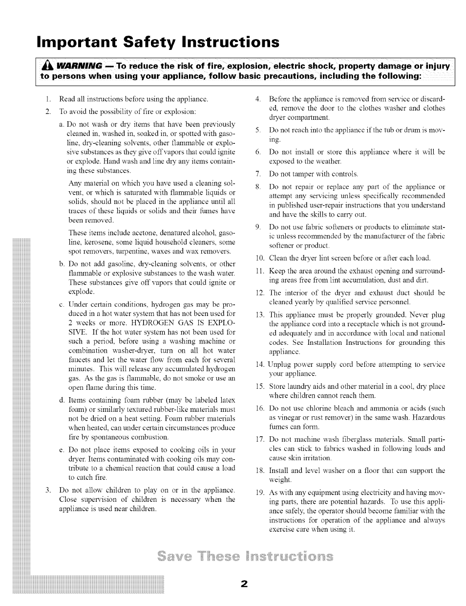 Important safety instructions | Maytag SL-3 User Manual | Page 4 / 24