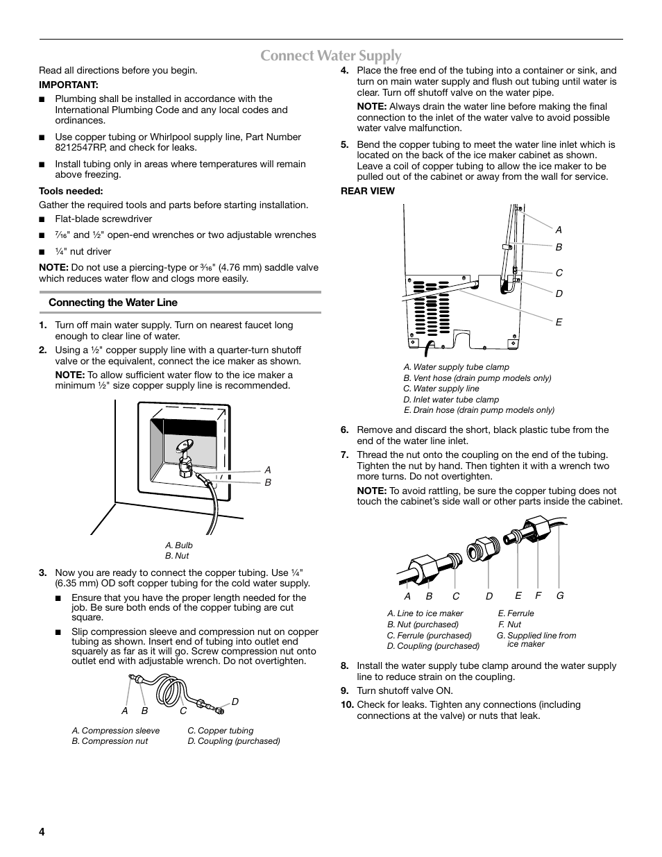 Connect water supply | Maytag W10206488A User Manual | Page 4 / 42