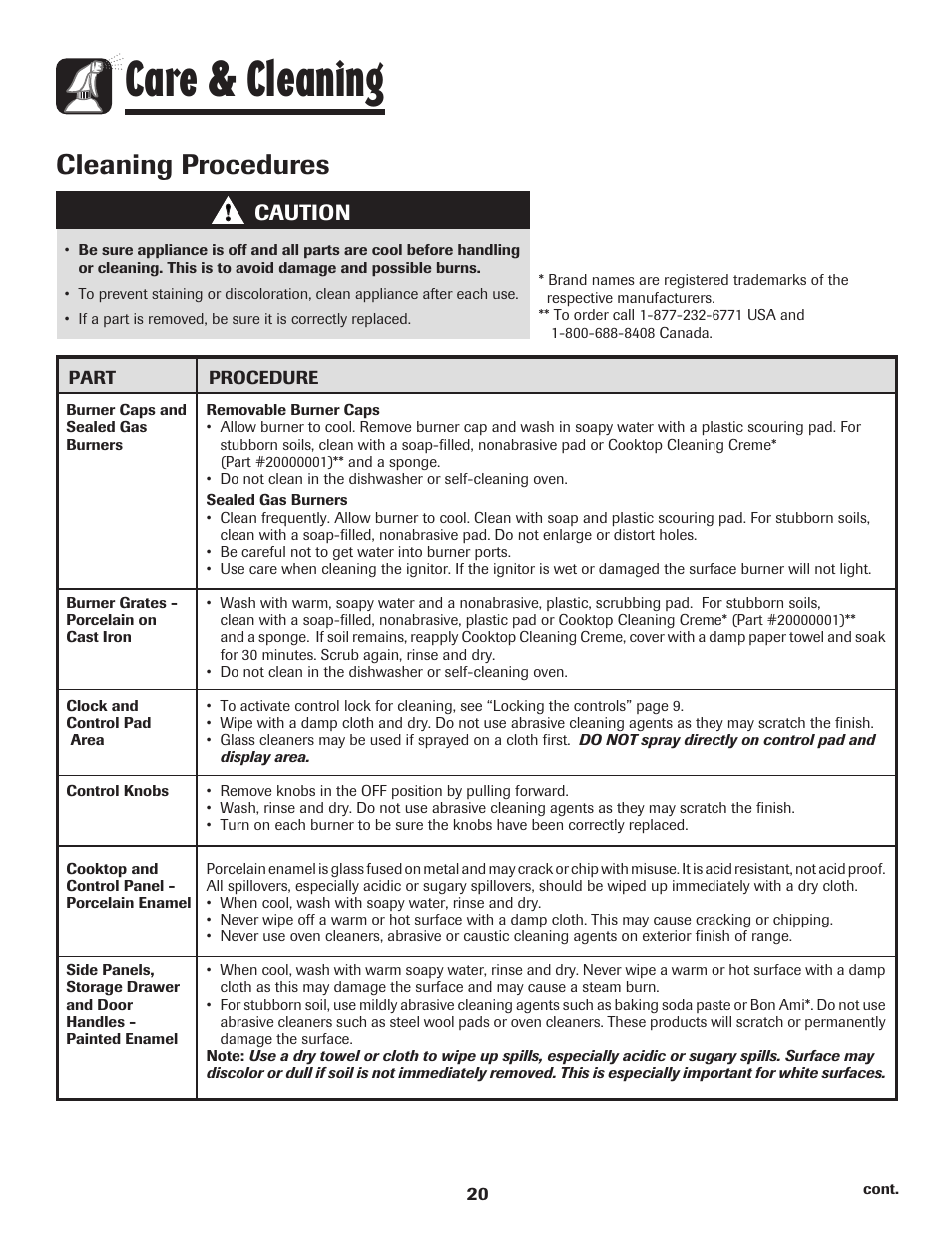 Care & cleaning, Cleaning procedures, Caution | Maytag MGR5775QDW User Manual | Page 21 / 84