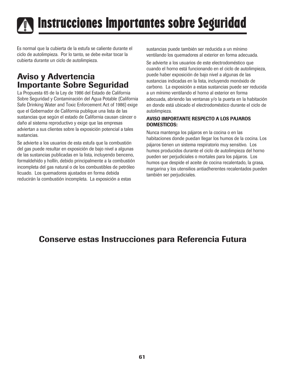 Instrucciones importantes sobre seguridad | Maytag MGR5775QDW User Manual | Page 62 / 84