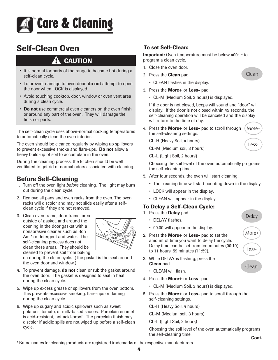 Care & cleaning, Self-clean oven, Caution | Before self-cleaning | Maytag MER5765RAW User Manual | Page 5 / 20