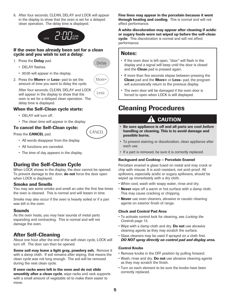 Cleaning procedures, During the self-clean cycle, After self-cleaning | Caution | Maytag MER5765RAW User Manual | Page 6 / 20