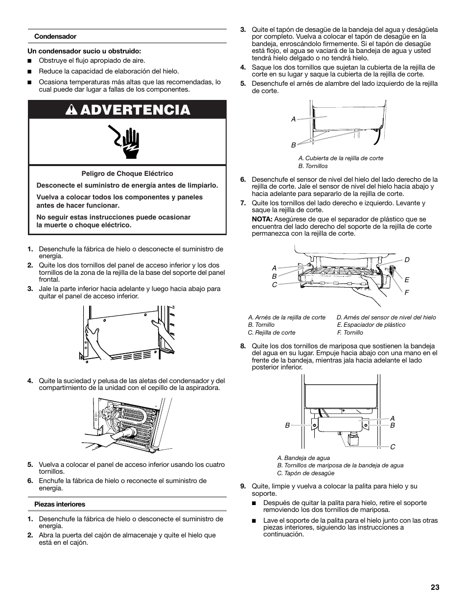 Advertencia | Maytag MIM1554WRS User Manual | Page 23 / 42