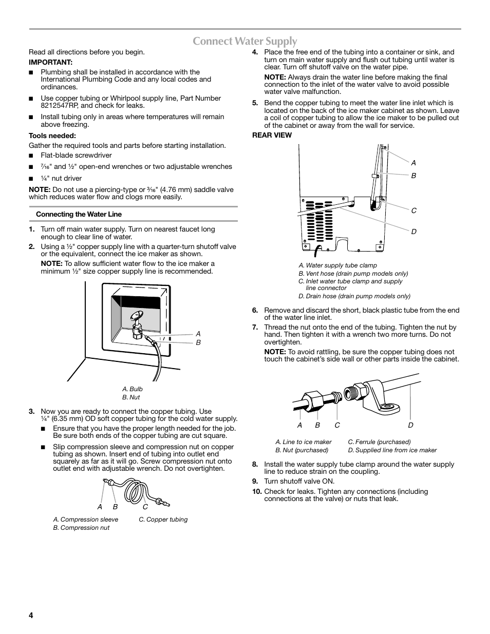 Connect water supply | Maytag MIM1554WRS User Manual | Page 4 / 42