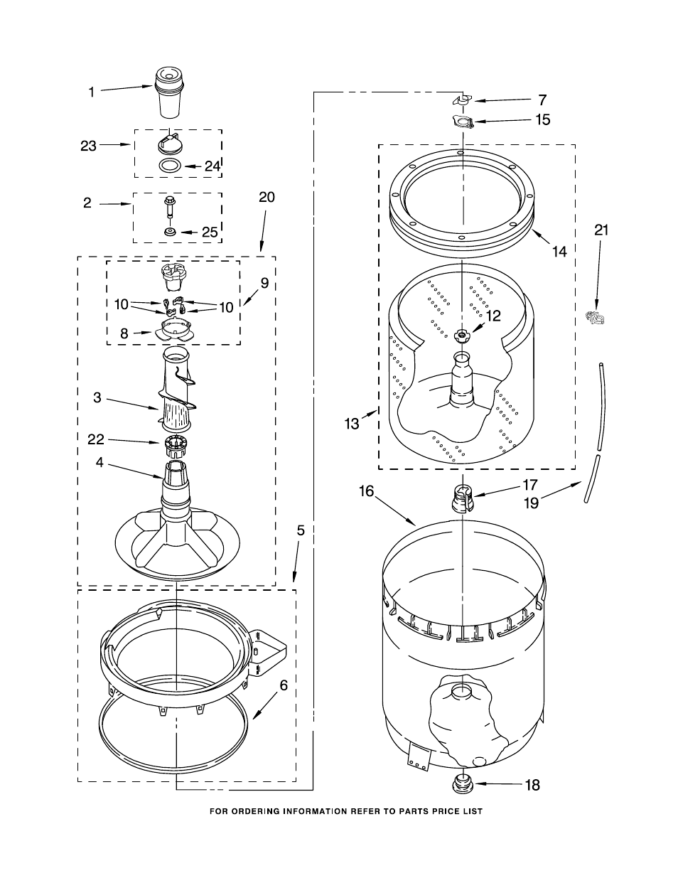 Agitator, basket and tub, Agitator, basket and tub parts | Maytag 3RLSQ8000JQ6 User Manual | Page 5 / 13