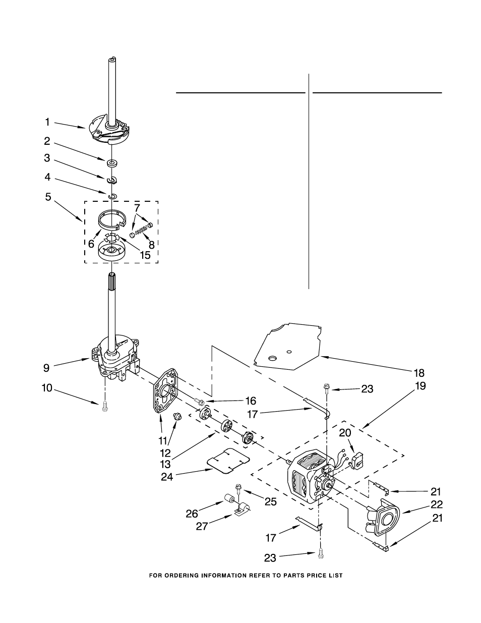 Brake, clutch, gearcase, motor and pump, Brake, clutch, gearcase, motor and pump parts | Maytag 3RLSQ8000JQ6 User Manual | Page 7 / 13