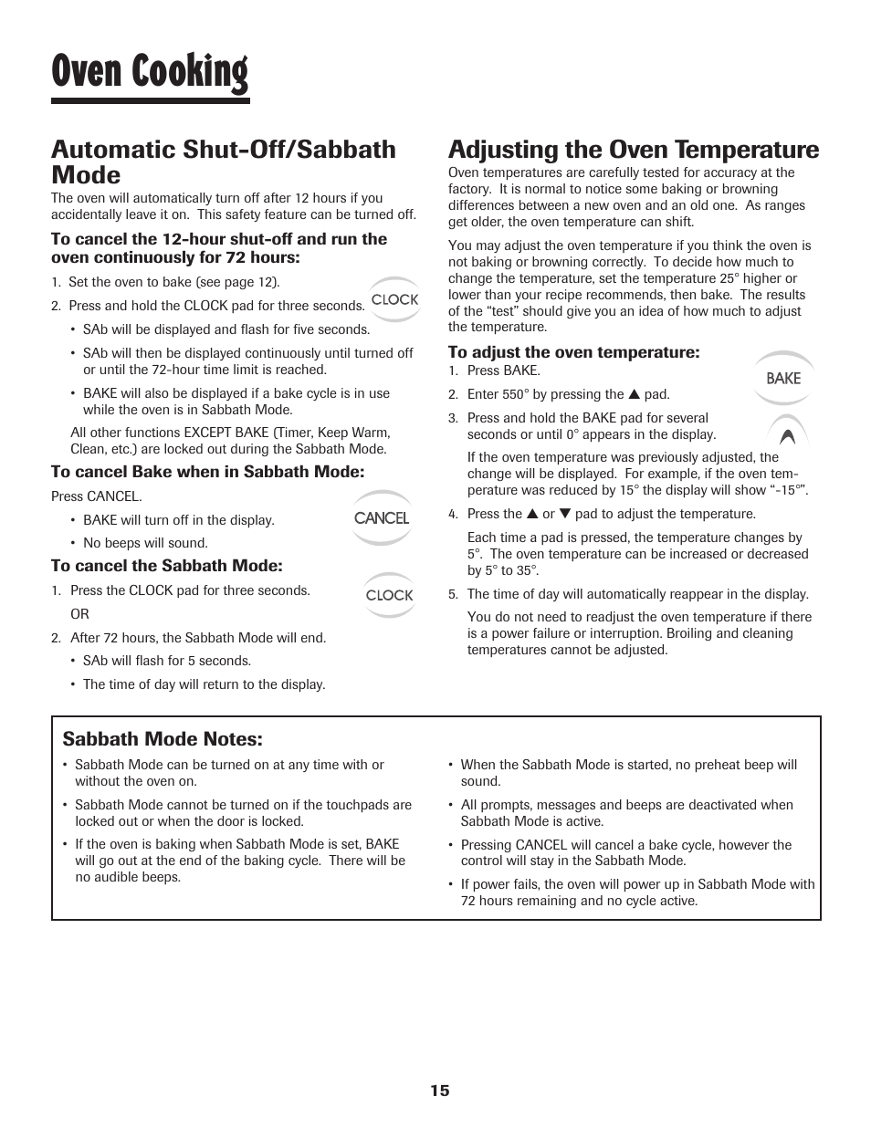 Oven cooking, Automatic shut-off/sabbath mode, Adjusting the oven temperature | Maytag 8113P448-60 User Manual | Page 16 / 88