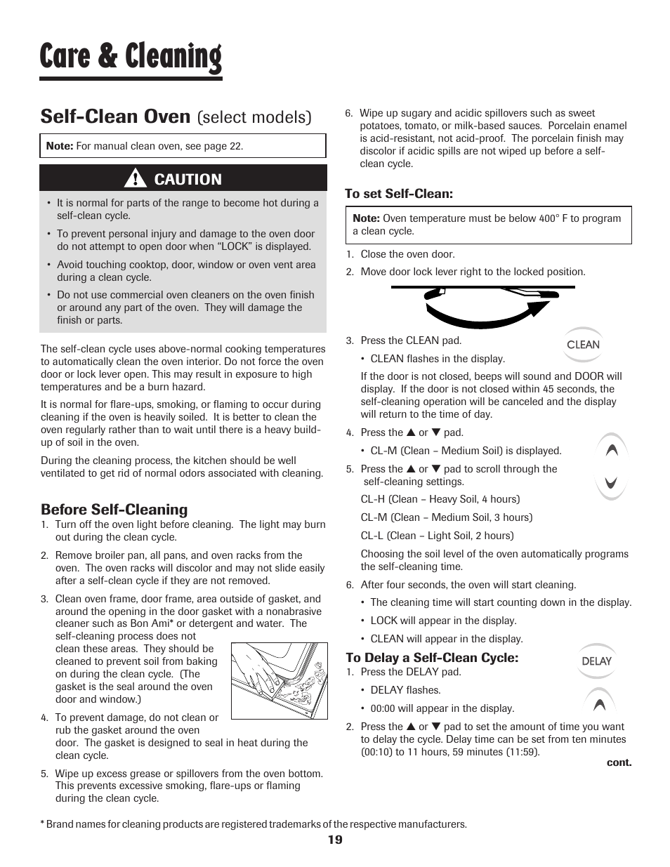 Care & cleaning, Self-clean oven, Select models) | Caution, Before self-cleaning | Maytag 8113P448-60 User Manual | Page 20 / 88