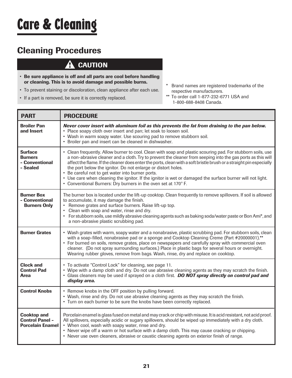 Care & cleaning, Cleaning procedures, Caution | Maytag 8113P448-60 User Manual | Page 22 / 88