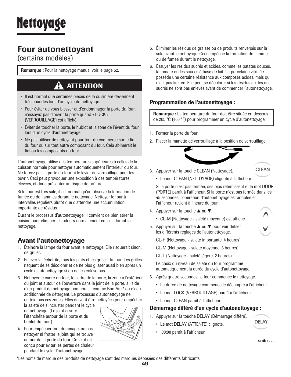 Nettoyage, Four autonettoyant, Certains modèles) | Attention, Avant l’autonettoyage | Maytag 8113P448-60 User Manual | Page 50 / 88