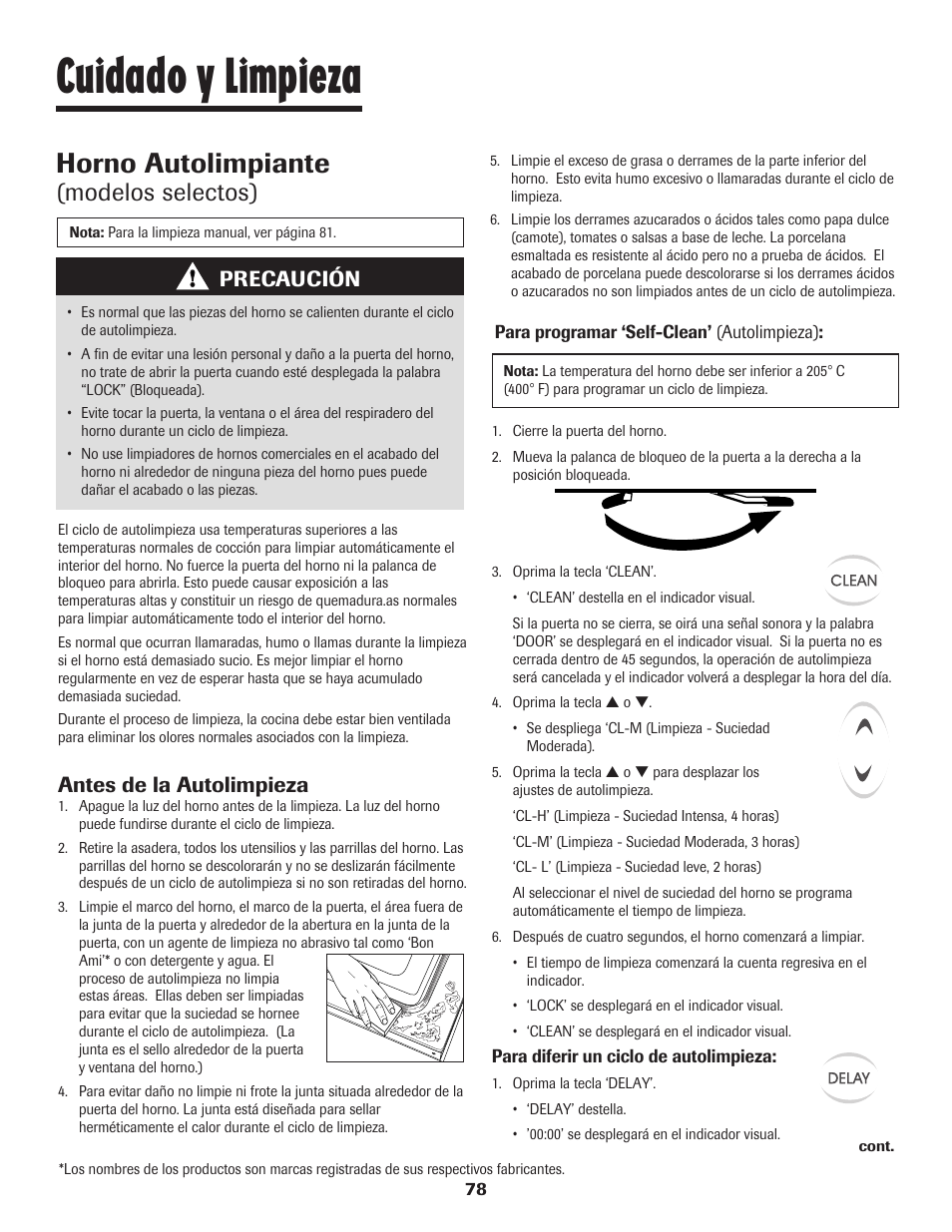 Cuidado y limpieza, Horno autolimpiante, Modelos selectos) | Precaución, Antes de la autolimpieza | Maytag 8113P448-60 User Manual | Page 79 / 88