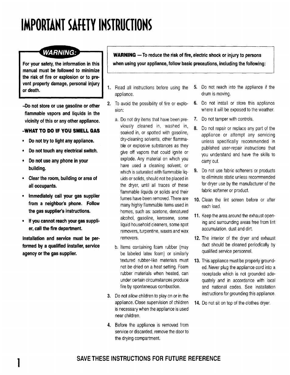 Imporunt mn iksniuaiohs, What to do if you smell gas | Maytag MD6200 User Manual | Page 2 / 12