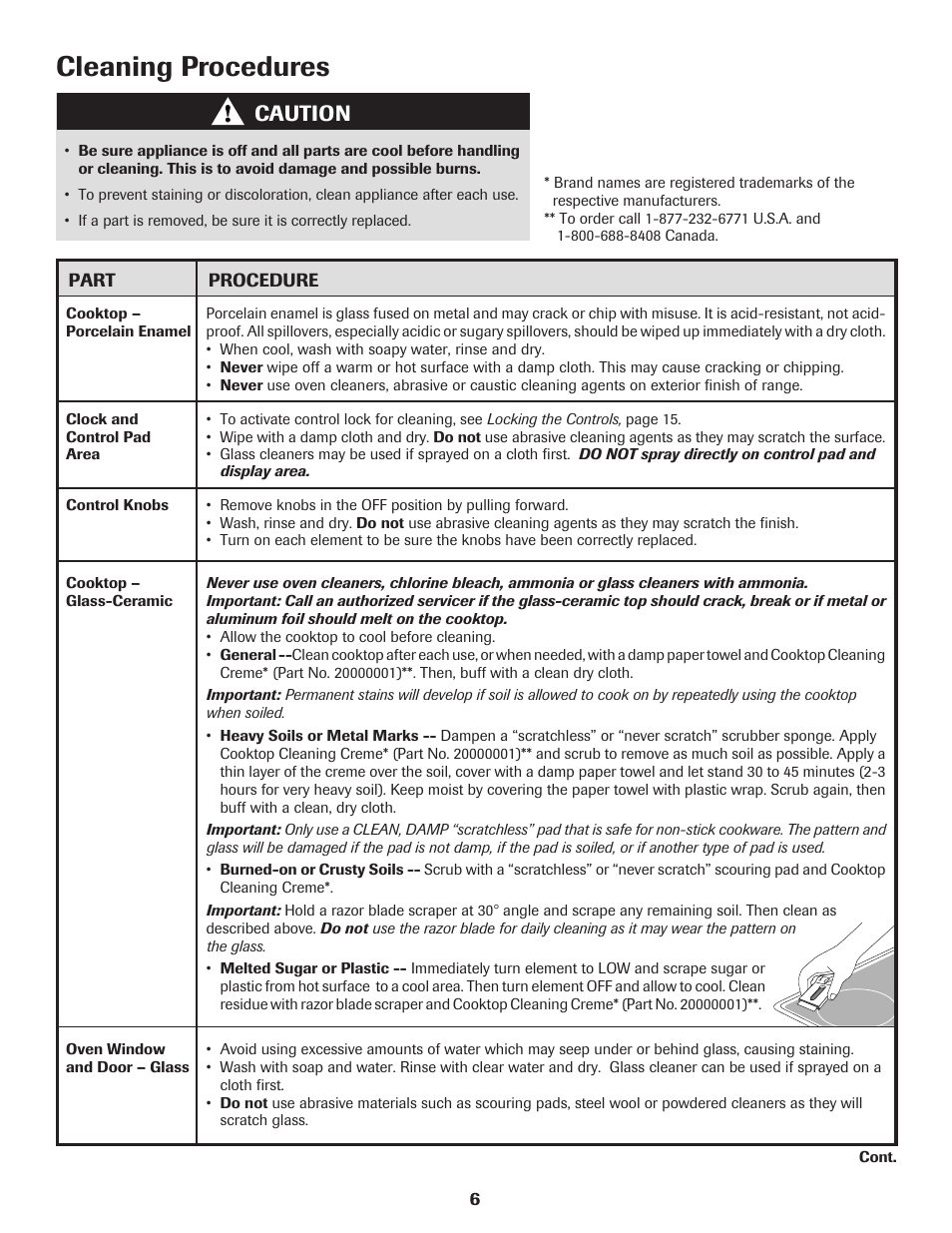 Cleaning procedures, Caution | Maytag SMOOTHTOP 500 User Manual | Page 7 / 68